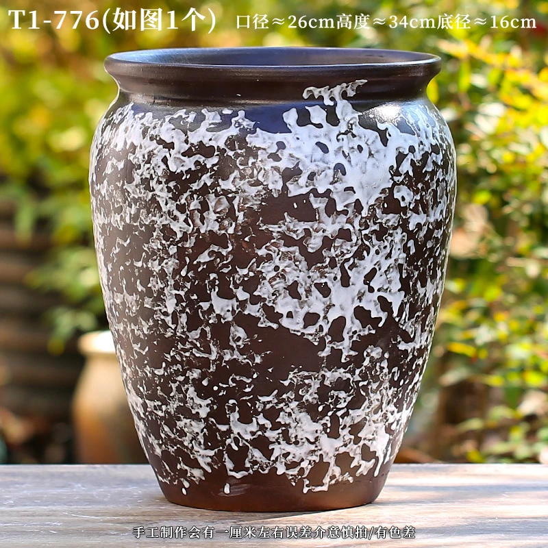 T1-776宜兴侘寂风手工老桩陶罐粗陶花盆透气龙血树幸福树花盆