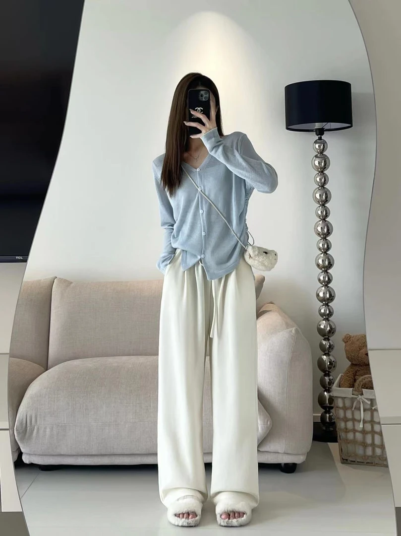 【小细条糯米裤】早秋新款慵懒休闲显瘦高腰宽松垂感直筒裤加绒女