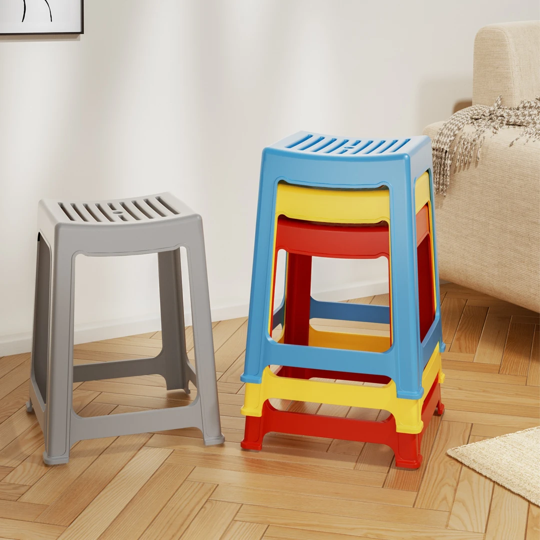禧天龙家用凳子可叠放简易客厅餐凳防滑浴室凳加厚高凳椅子