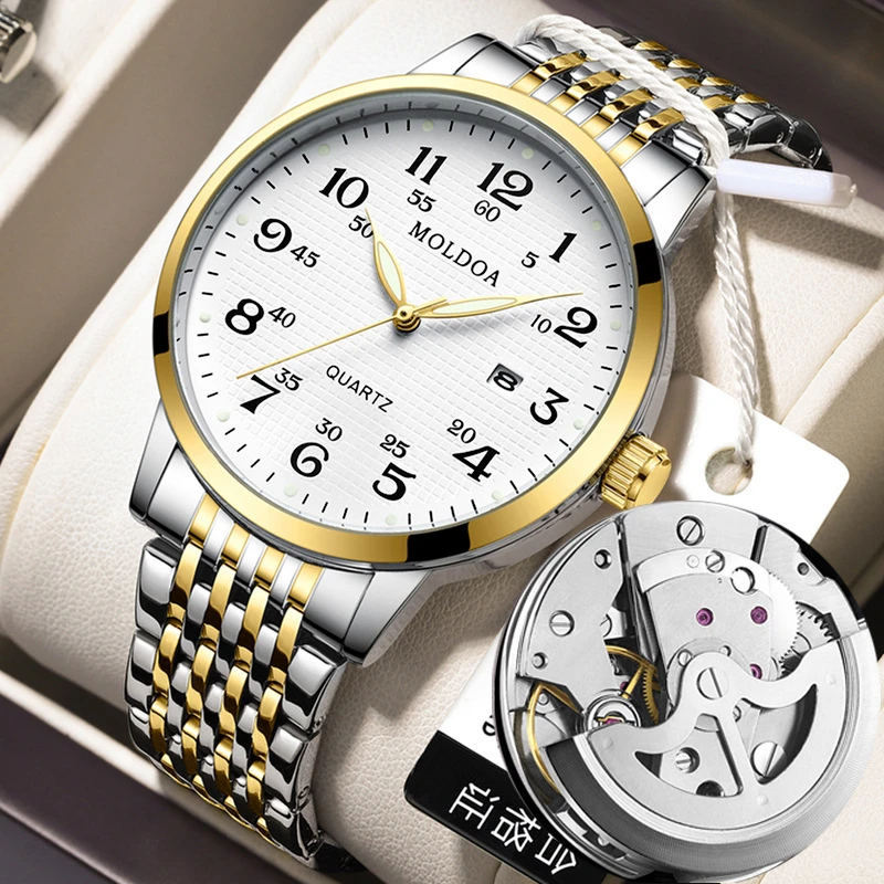 网红全自动镂空假机械表手表男士夜光日历中老年防水抖音快手一件