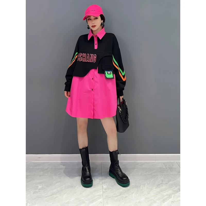 2025夏季款韩版时尚潮流POLO领衬衫假两件上衣女