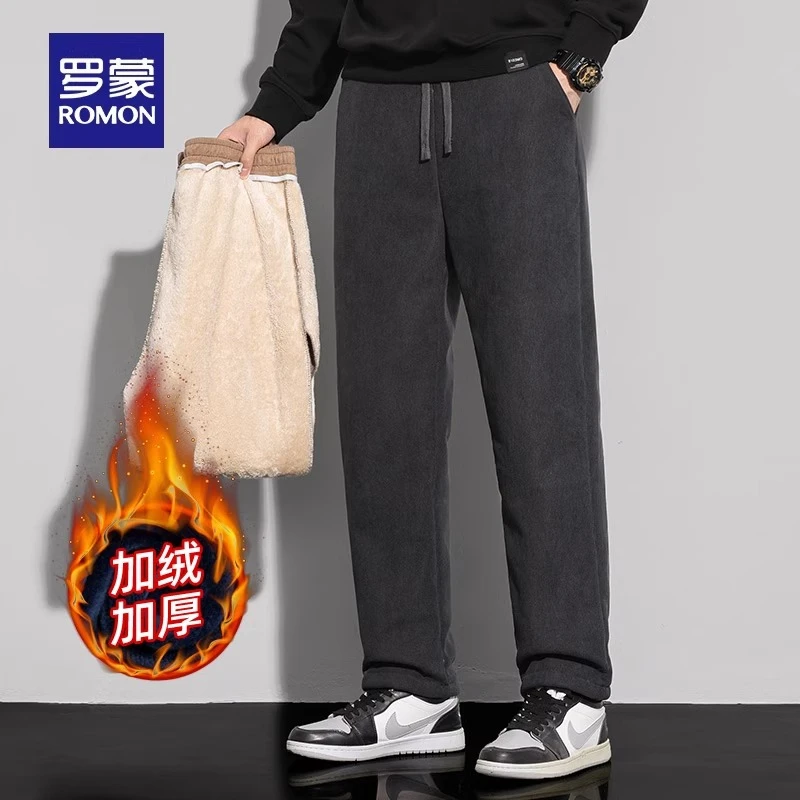 【罗蒙】男士加绒加厚裤子运动长裤男款休闲卫裤7K457721R
