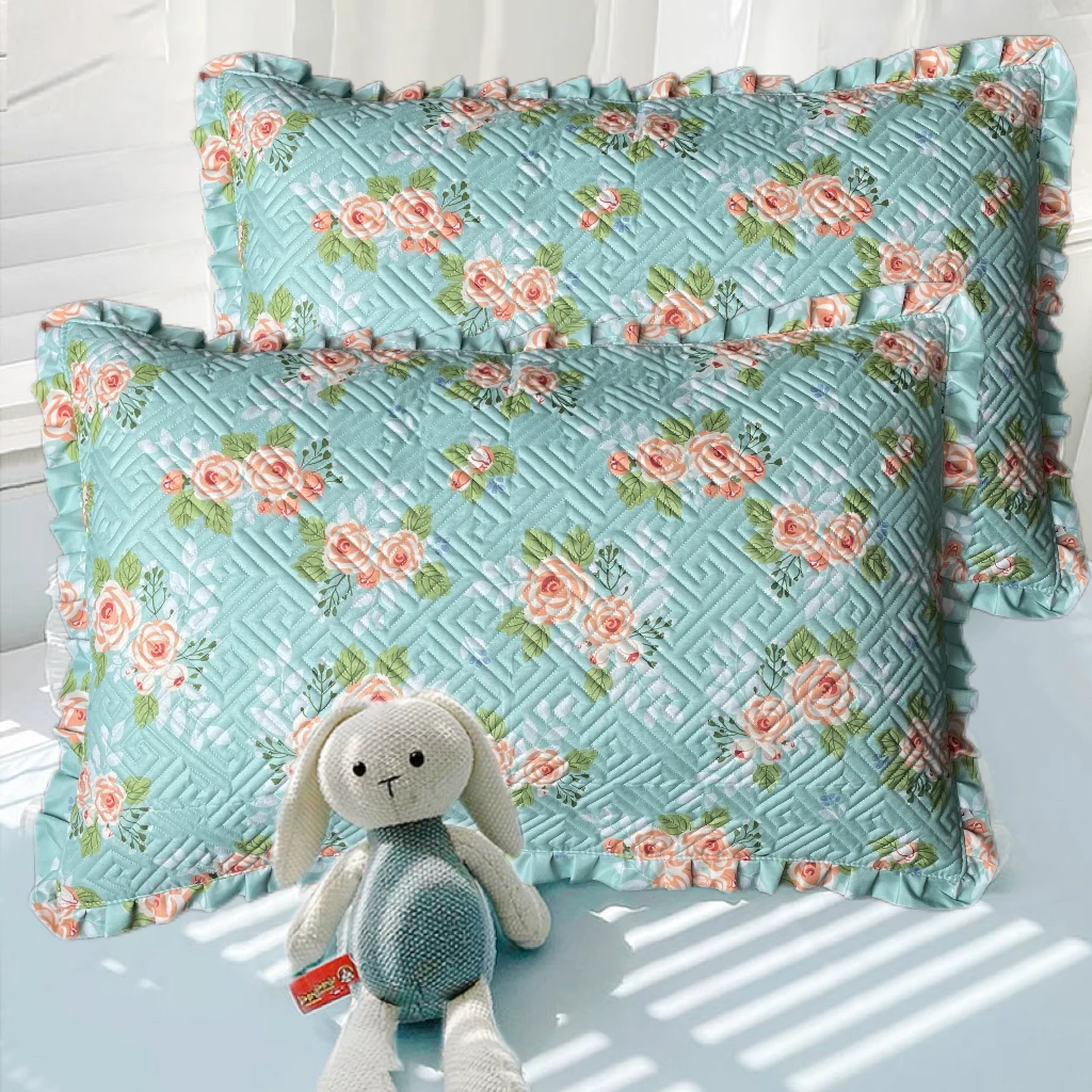 48*74cm透气四季耐脏枕头套学生加大夹棉绗缝吸汗加厚枕套一对装