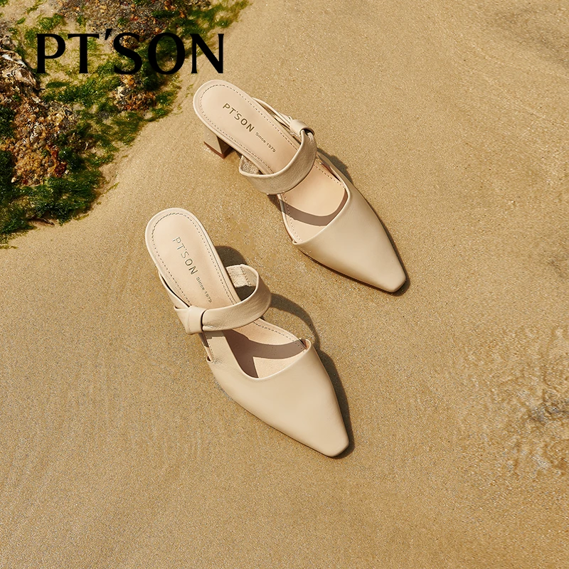 百田森春夏新款法式优雅设计感半拖穆勒鞋法式出游百搭后空高跟鞋