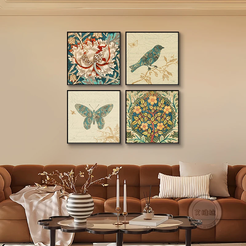 复古装饰画卧室床头挂画抽象艺术油画欧式客厅壁画玄关中古风壁画