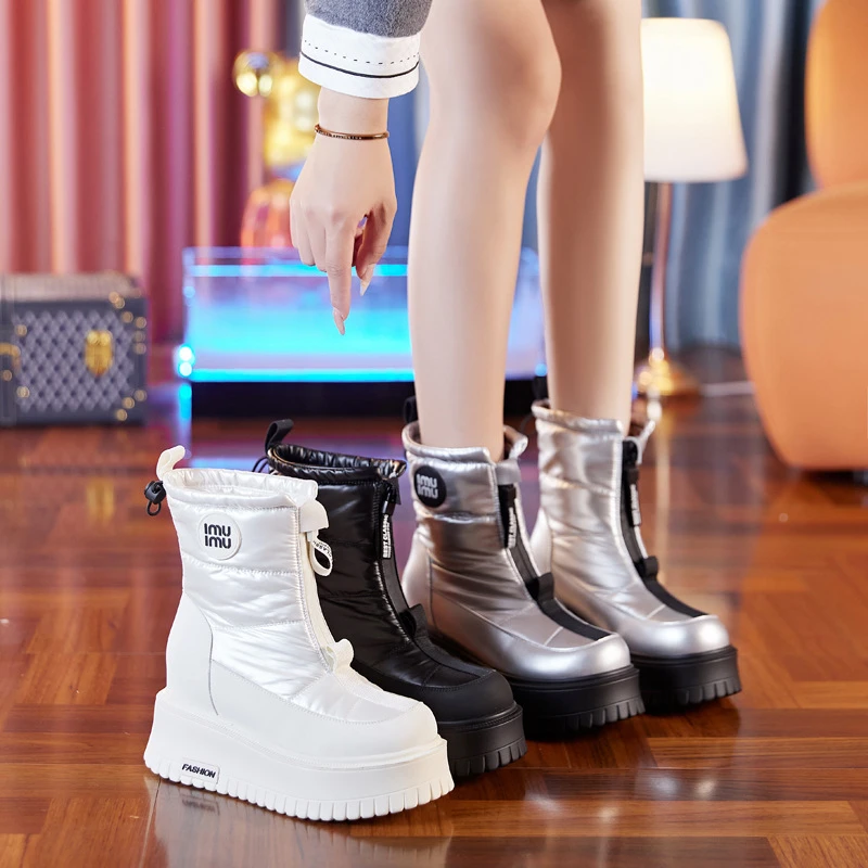 8655厚底内增高加绒防滑雪地靴子女2024冬季新款保暖棉鞋