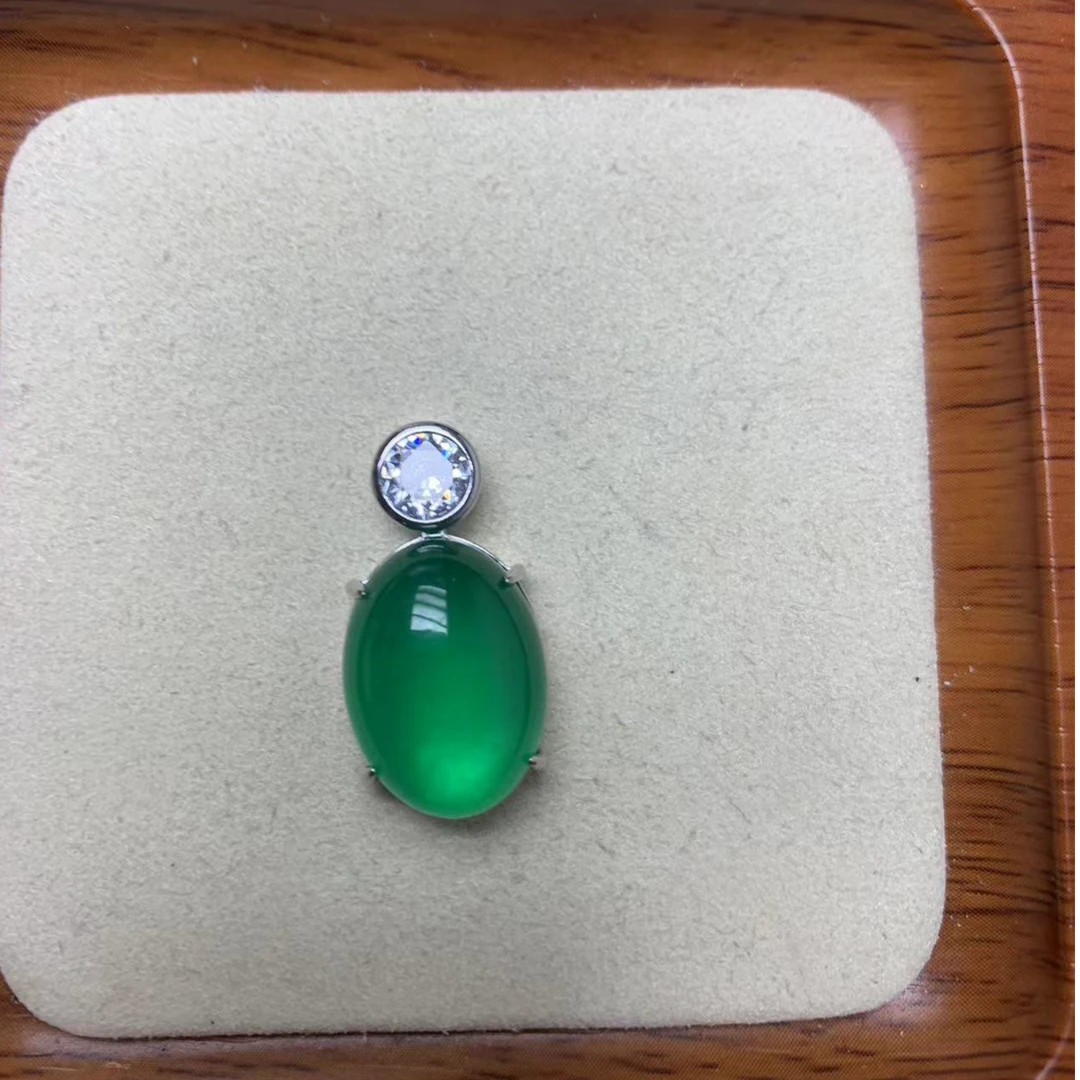 翡翠单面吊坠s925银