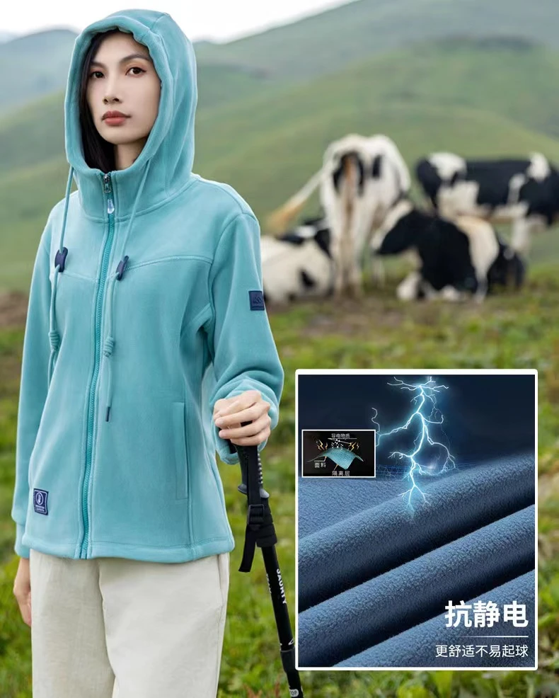 SF0333 情侣款蓄热保暖连帽摇粒绒外套卫衣抓绒衣