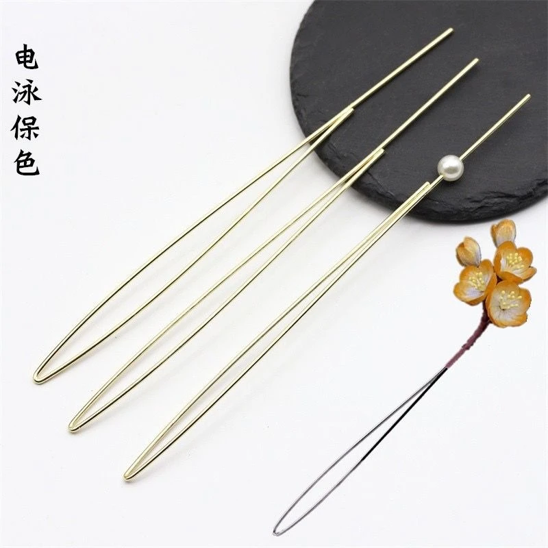 110/170mm铁质电泳保色O形簪diy古风发簪步摇主体材料饰品配件