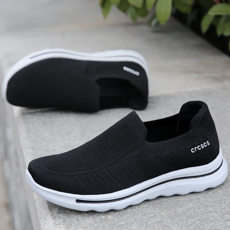 老北京布鞋休闲透气中老年网面老人鞋男防滑软底懒人一脚蹬健步鞋