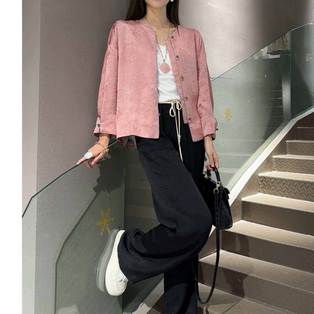 《晶晶定制》秋季时尚日常中国风新中式休闲气质短款圆领外套0808