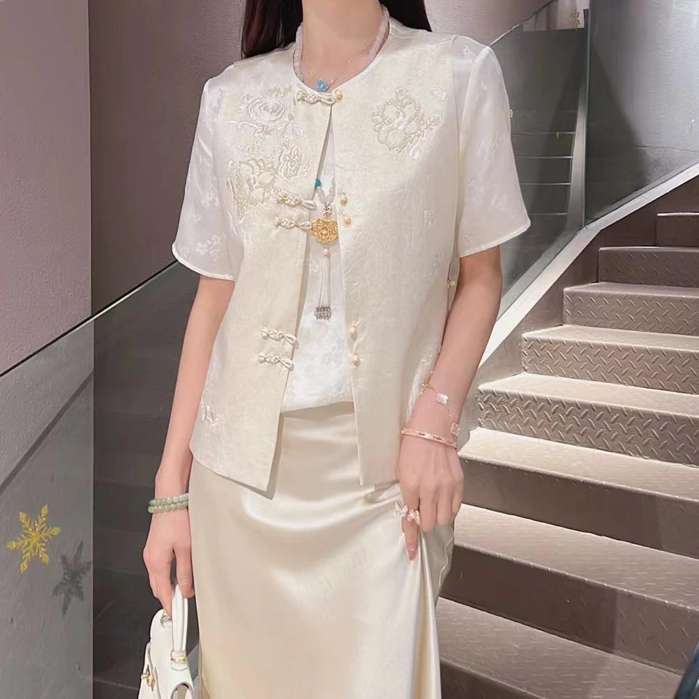 《ELFBOX》时尚气质中国风休闲新中式圆领重工马甲0613