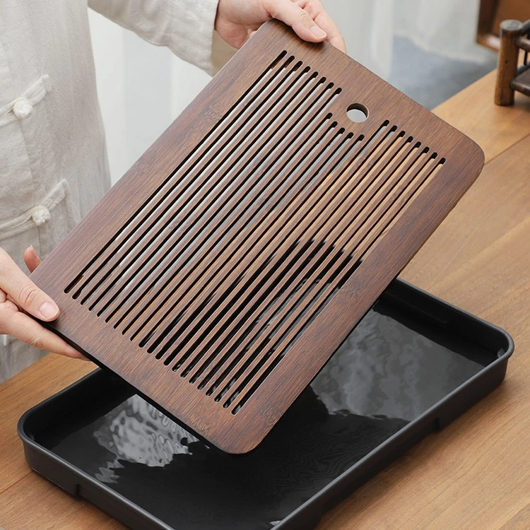 顾竹轻奢泡茶盘家用嵌入式托盘茶托盘排蓄两用沥水收纳茶托干泡盘