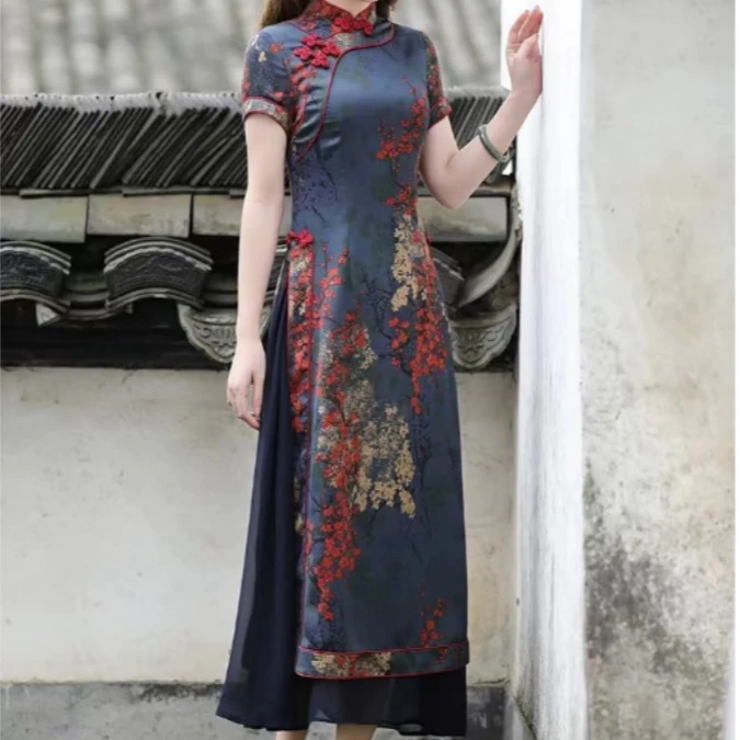 2024夏季减龄气质连衣裙子新款时尚显瘦高档百搭大码妈妈女装981