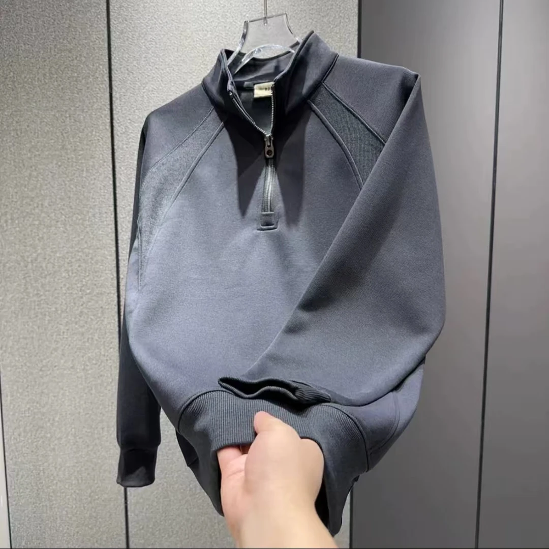 【代莹优选】82036秋季立领拉链式男士卫衣高级百搭潮流简约打底衫