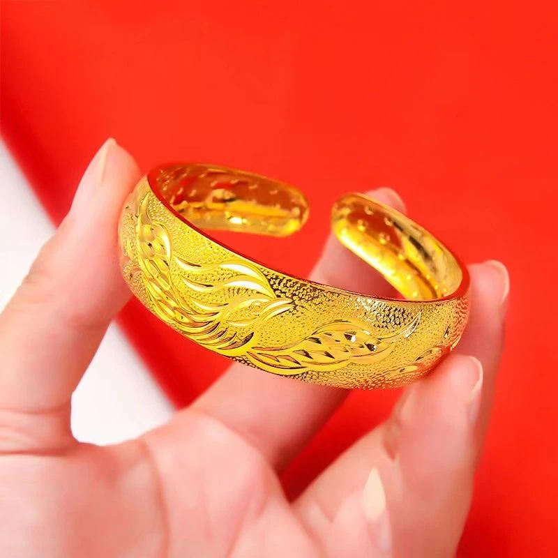 【年底大促】芭莎首饰  时尚百搭爆款龙凤呈祥加粗版手镯  合金材质