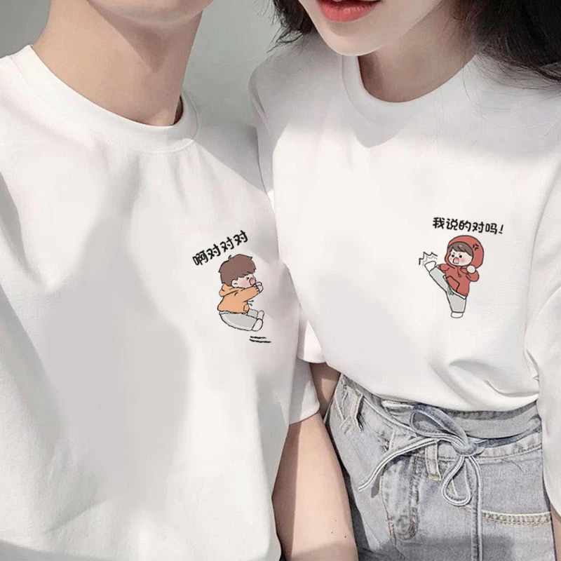 情侣装夏装季纯棉短袖t恤disoo不一样的2025新款法式白色宽松上衣