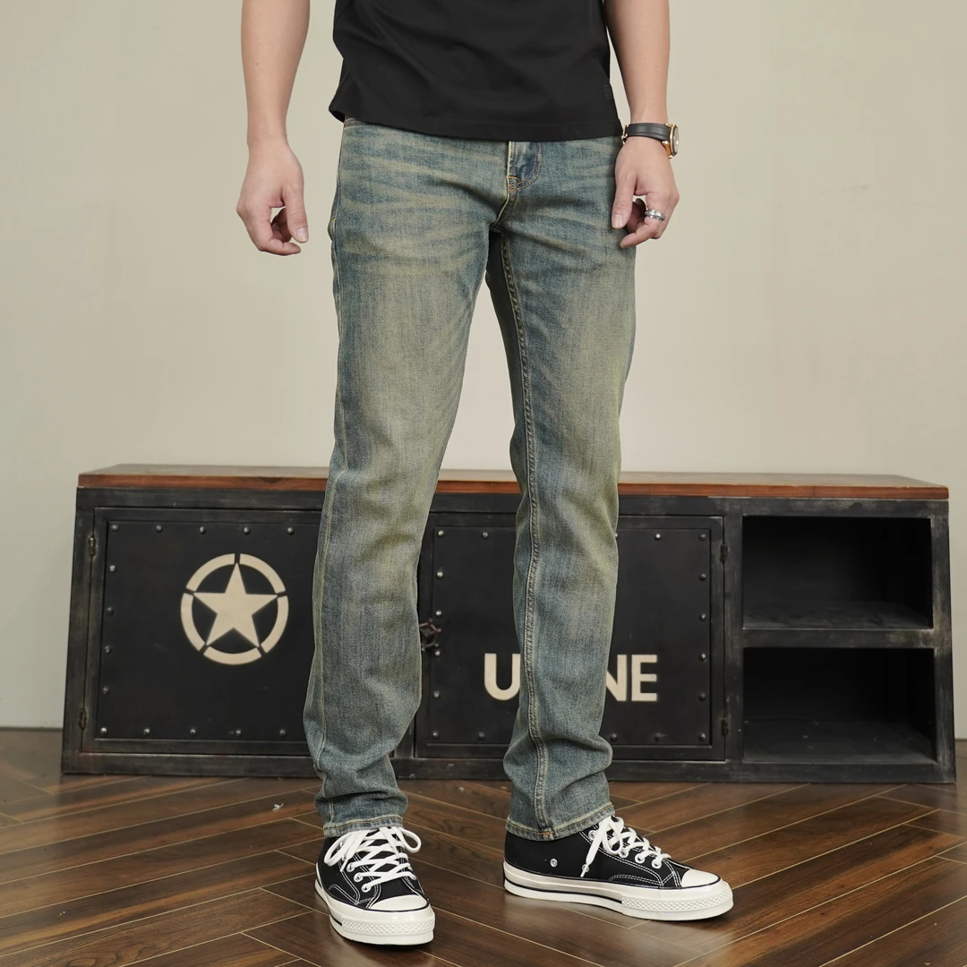 SEVENTH/第七路【修身直筒】微弹13.5OZ男士牛仔裤做旧复古水洗简约