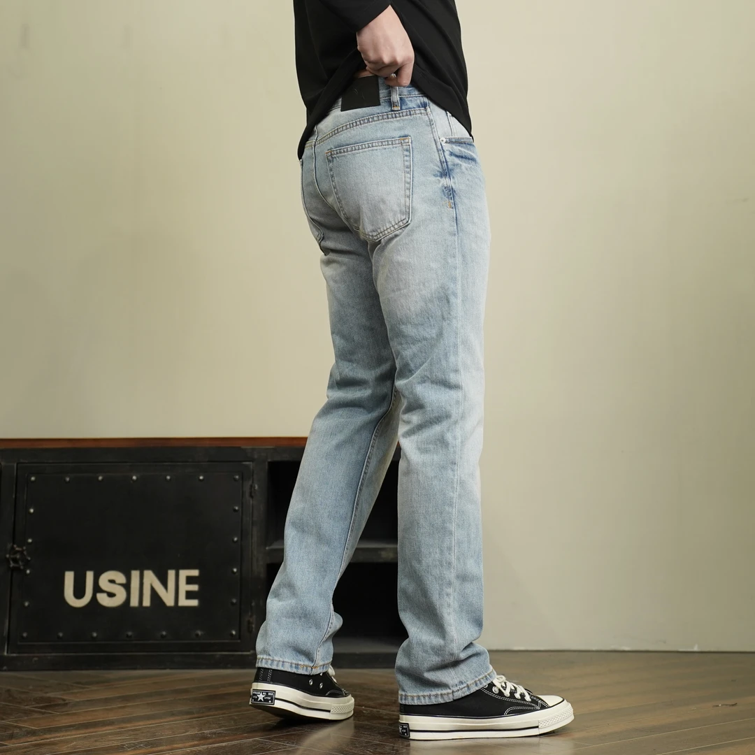SEVENTH/第七路【合身直筒】11.5OZ中簿浅色水洗男士牛仔裤蓝色
