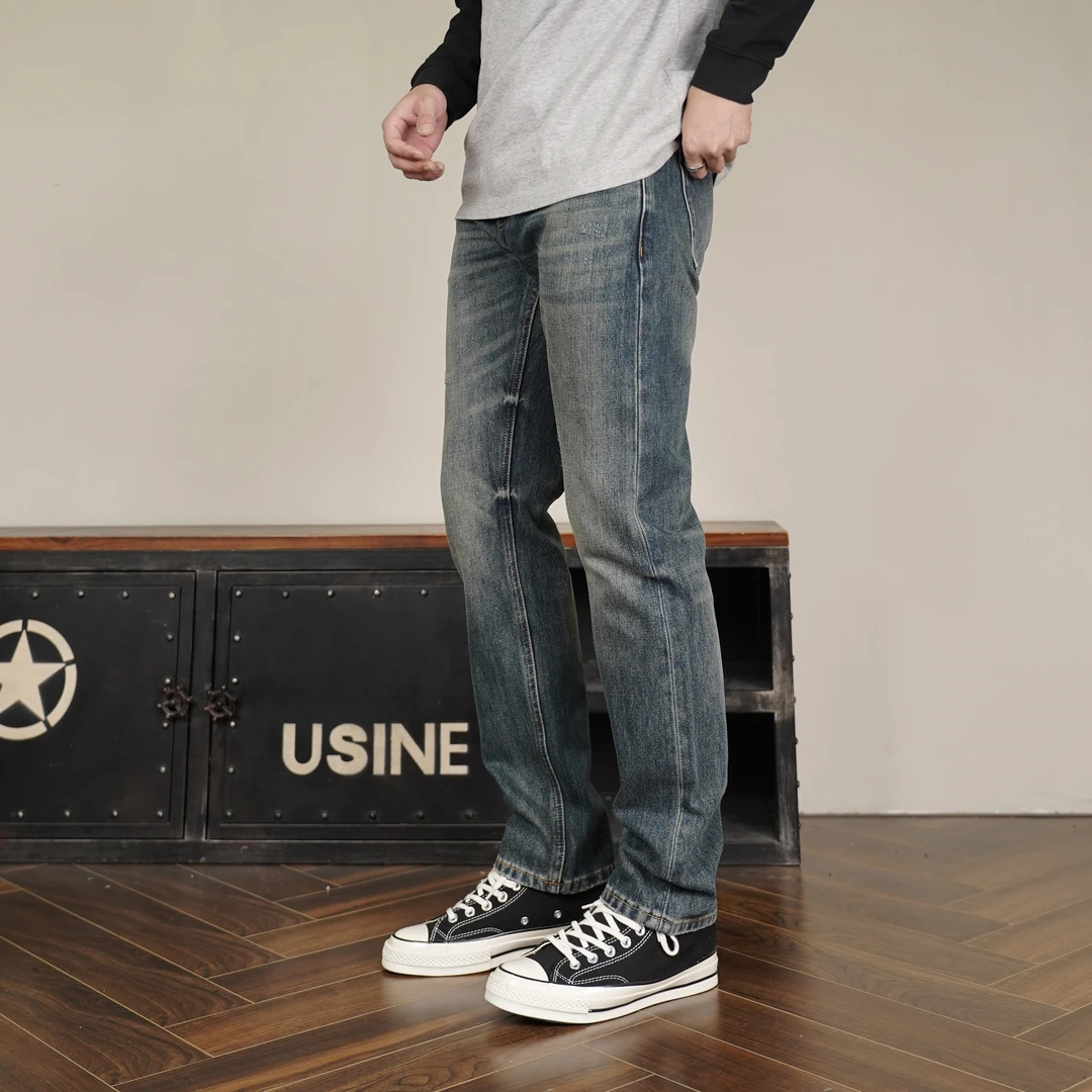 SEVENTH/第七路【修身直筒】13.5OZ秋季水洗蓝色弹高端男士牛仔裤