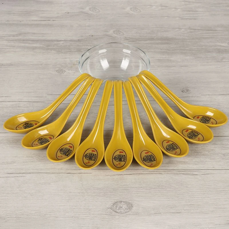 快勤招财进宝密胺勺仿瓷塑料汤匙调羹勺家用耐摔拉面勾勺商用汤勺