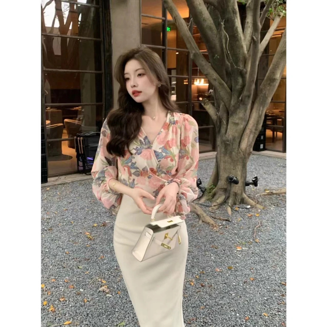 SZA【桃园仙境】夏季新款慵懒风交叉设计感修身显瘦雪纺衬衫A-836