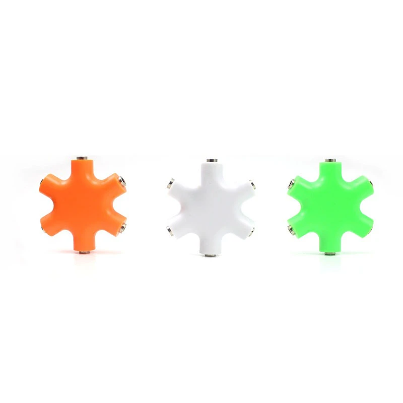 多孔混响耳机分线器一分五转换器情侣分享器多人手机音频转接头线