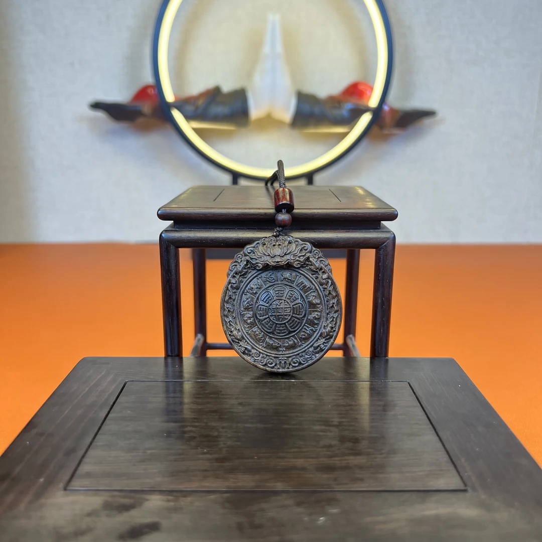 《藏式九宫牌》吊坠牌正区达拉干天然c香木雕挂件文玩挂脖挂饰