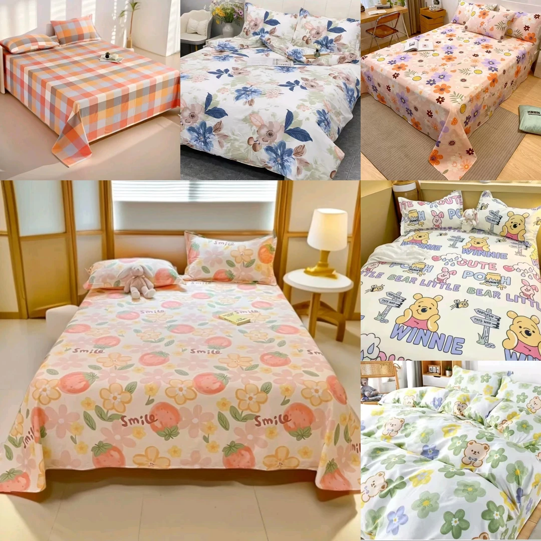 多尺寸套件/100%纯棉床单被套软舒服亲肤透气印花单人斜纹大床