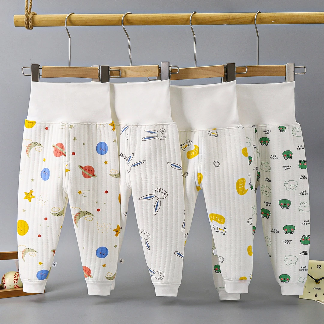 宝宝高腰裤婴儿加棉保暖护肚裤男女儿童两用档春秋冬夹棉打底秋裤