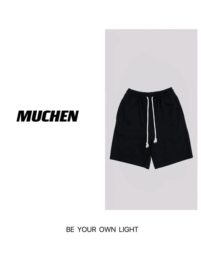 【MUCHEN】夏季潮牌时尚宽松运动百搭潮流抽绳黑色男女同款情侣简约