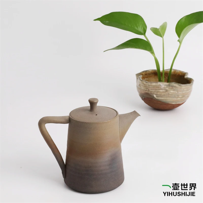 常滑烧急须 弘二 白泥窑变 310ml 纯手工日式后手陶茶壶 现货