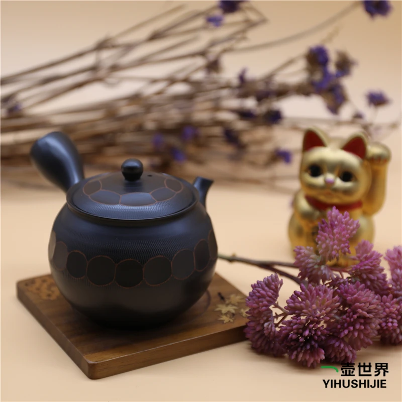 常滑烧急须 光松-07 黑窑变 270ml 纯手工日式侧把陶茶壶现货