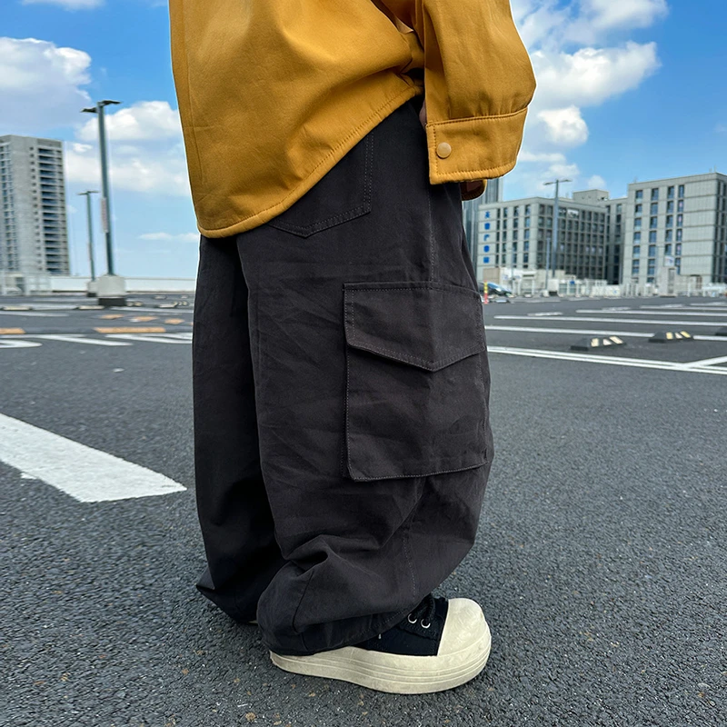 宽松大口袋一体绒工装长裤 43850#