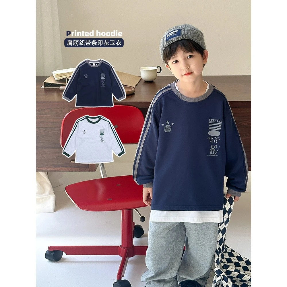 肩膀织带条印花卫衣 37439