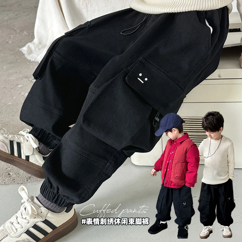 刺绣表情一体绒束脚裤 43847