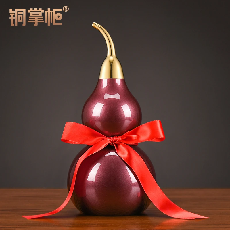 铜掌柜铜葫芦摆件纯黄铜空心开口八卦葫芦挂件家居客厅玄关装饰品