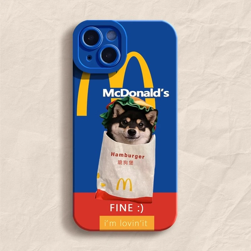 脆狗堡~麦当劳适用苹果16promax手机壳新款彩绘iPhone1517promax