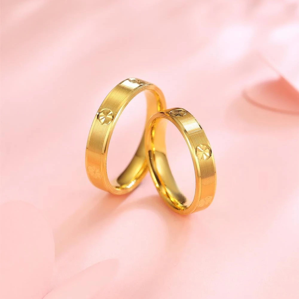 ZOCAI/佐卡伊足金999钻纹卡家素圈足金戒指  Q01047A