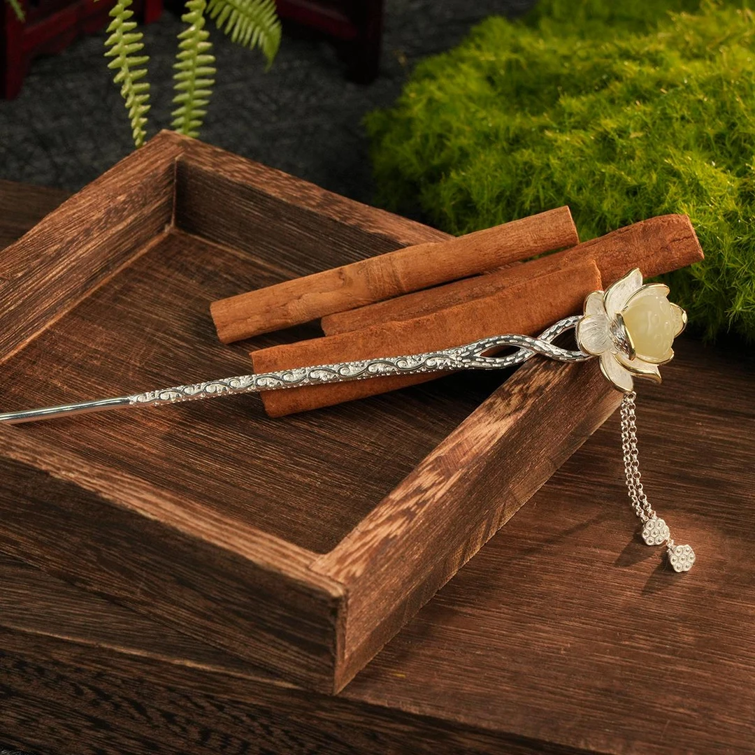 ZOCAI/佐卡伊 925银银制品 两世欢古风流苏银发簪