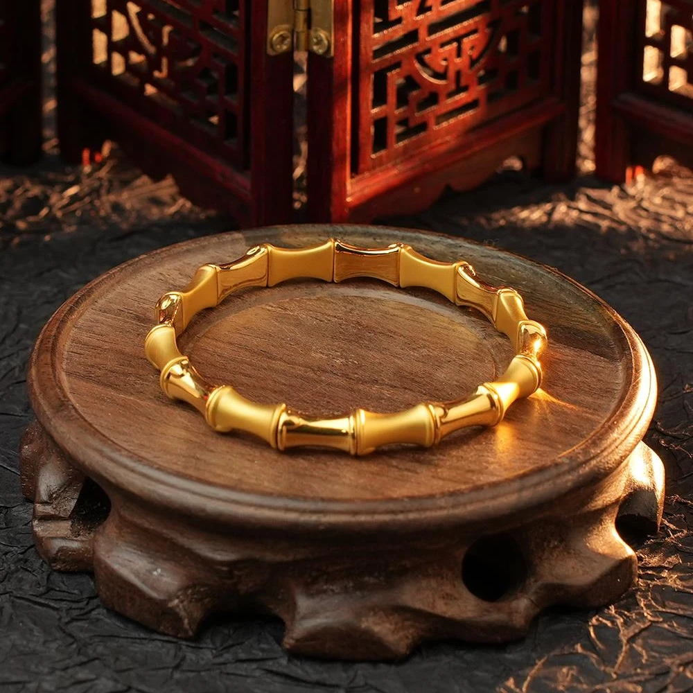 ZOCAI/佐卡伊古法黄金竹节高升足金手镯Z00740