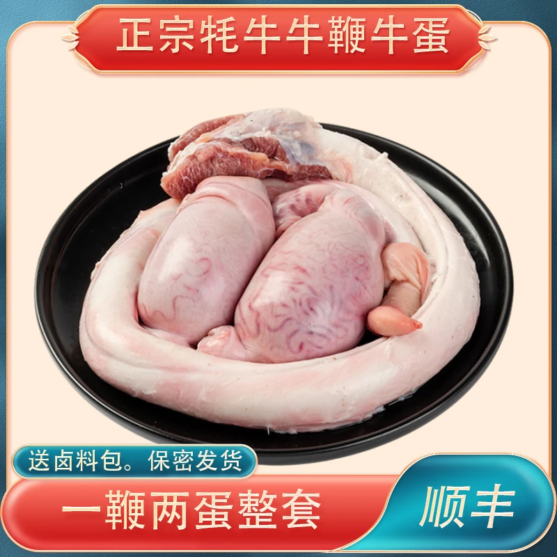 新鲜现杀牦牛鞭全套牛蛋牛宝牛三宝整根鞭煲汤鲜牛鞭牛冲去尿管