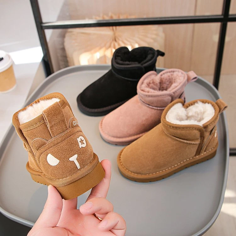 儿童宝宝雪地靴真皮加绒加厚2014冬季新款防水女童保暖大棉鞋男童