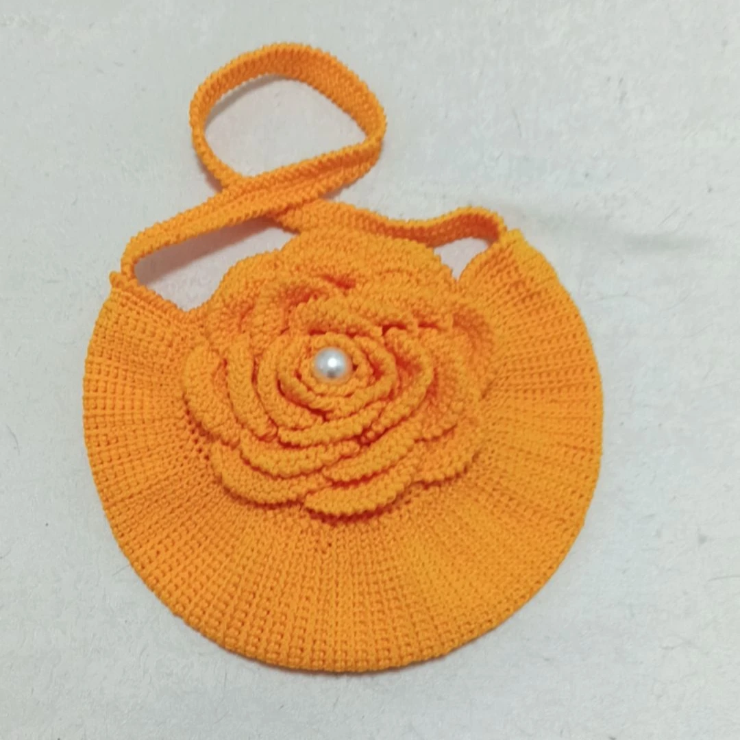 手工钩冰丝线，松紧牡丹花手提包材料包