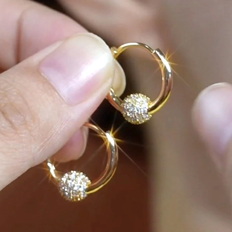 铜合金合成锆石耳饰  [小星球]精致小耳圈时尚女士耳饰