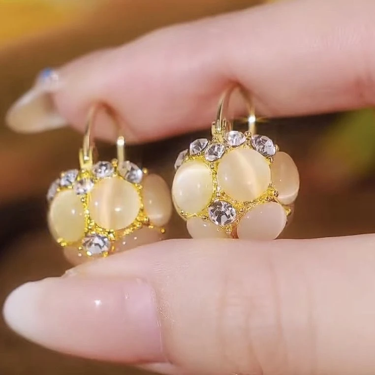 925银针耳饰 轻奢高级花篮精致耳扣名媛设计气质耳环F-177