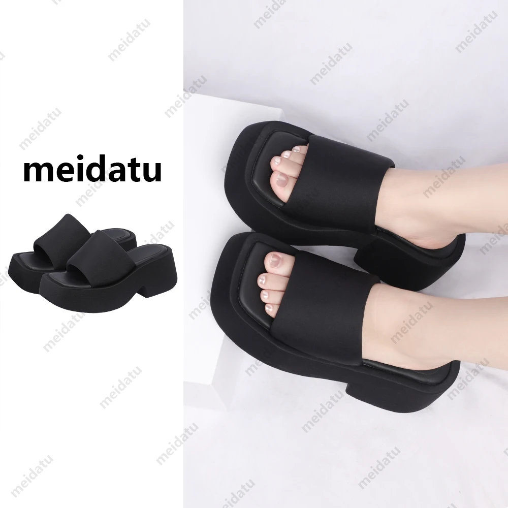 【改版款】（x024）矮子乐 厚底百搭方头一字拖