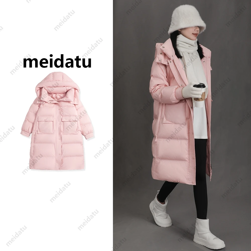【季节限定】(ad1183-1)(保命服)长款连帽鹅绒服