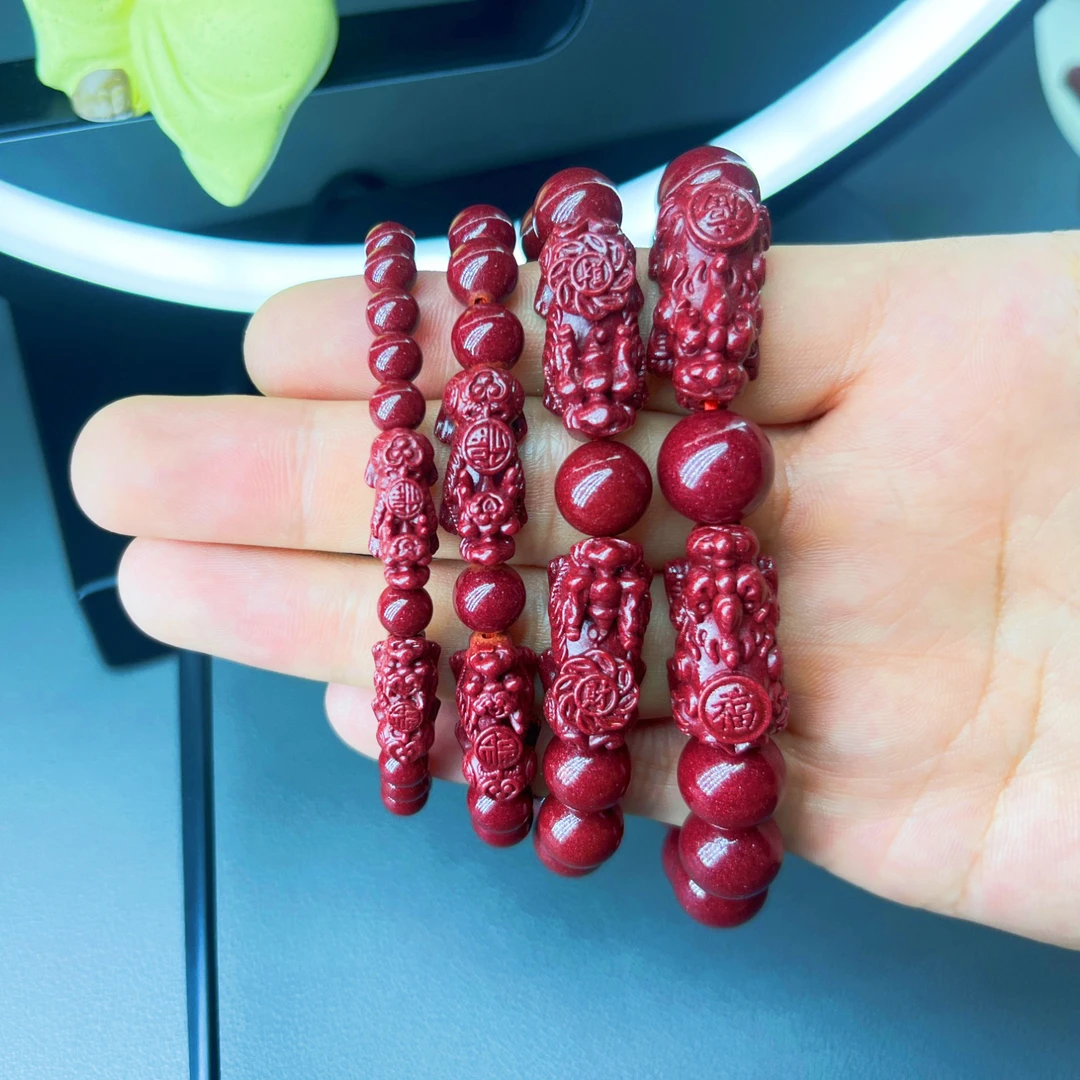 含辰砂工艺品朱砂手链 双貔貅 手串手链