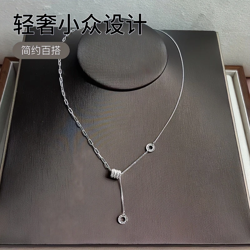 坠链均足银 999纯银小蛮腰银项链轻奢简约百搭时尚个性潮流锁骨链